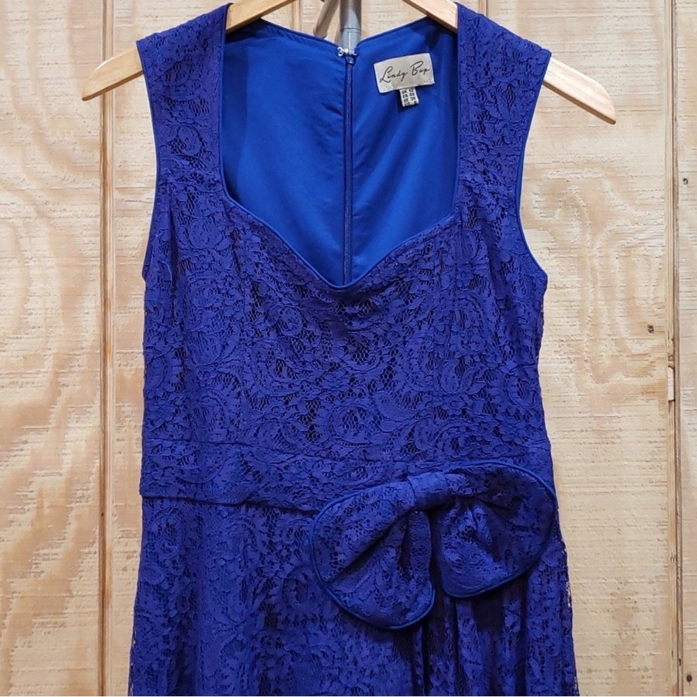 Lindy Bop Lavender Lace Grace Sweetheart Sleeveless Midi Dress Size 8 View 2